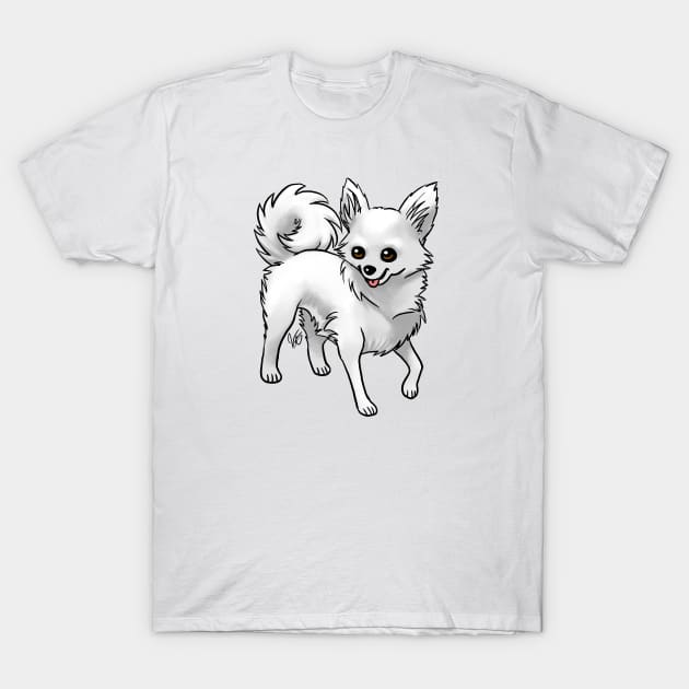 Dog - Chihuahua - Long Haired - White T-Shirt by Jen's Dogs Custom Gifts and Designs